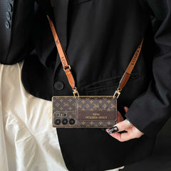 Stylish Leather Monogram Samsung Galaxy S Series Case With Wallet And Crossbody Strap-RCLV102 - Runycase