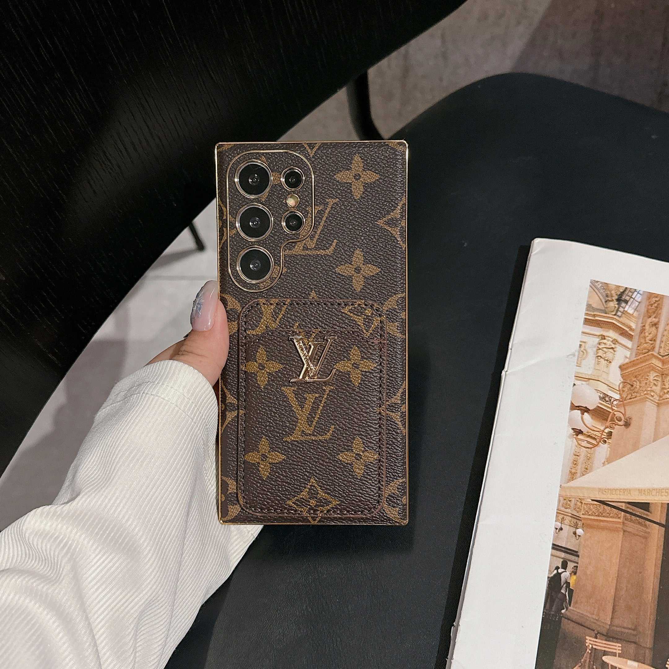 Luxury Monogram Samsung Galaxy S Series Case  With Card Holder-RCLV099 - Runycase