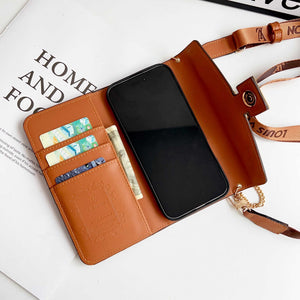 Premium Monogram iPhone Case With Wallet And Crossbody Strap For iPhone 17 Series-RCLV089 - Runycase