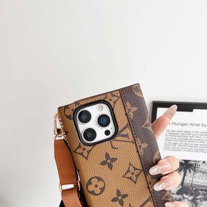 Premium Monogram iPhone Case With Wallet And Crossbody Strap For iPhone 17 Series-RCLV089 - Runycase