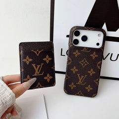 Leather Monogram iPhone Case With Card Holder For iPhone 17 Series-RCLV178