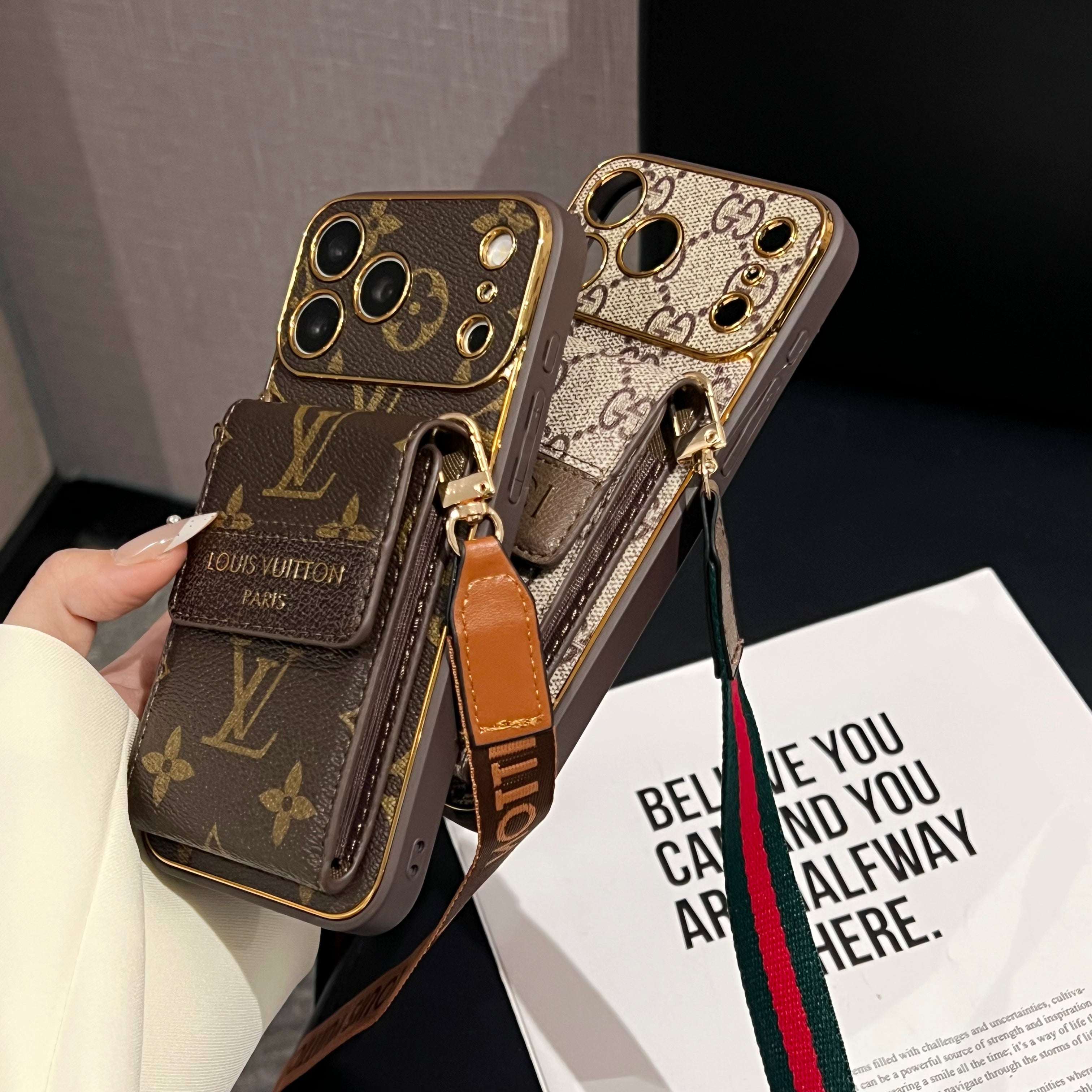 High-quality  Monogram iPhone Case With Wallet And Crossbody Strap For iPhone 17 Series-RCLV188