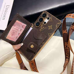 Classic Leather Monogram Samsung Galaxy S Series Case With Wallet And Crossbody Strap -RCLV192