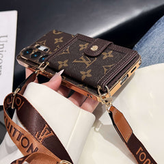 Classic Leather Monogram Samsung Galaxy S Series Case With Wallet And Crossbody Strap -RCLV192