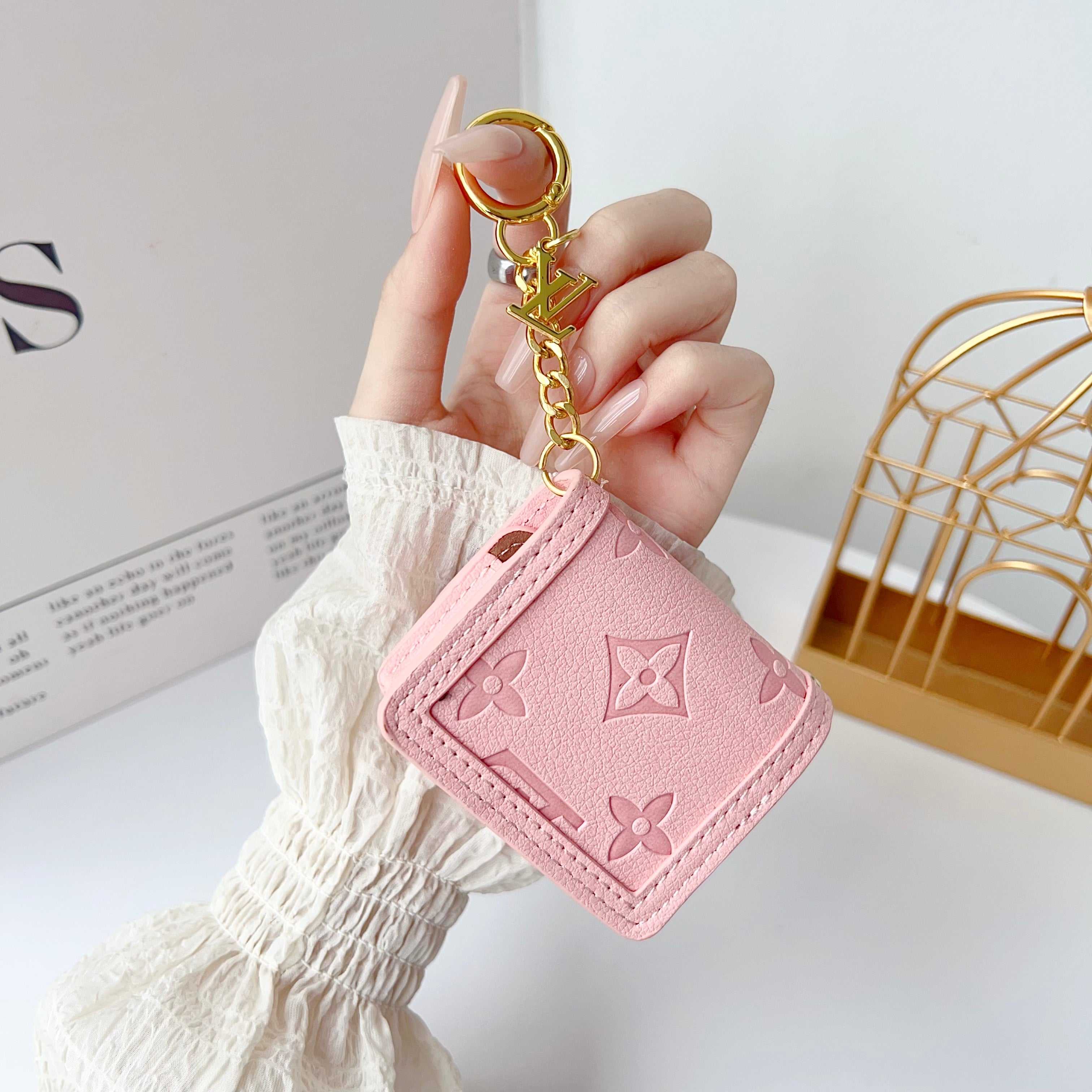 Luxury Leather Monogram AirPods Cases Pink-RCLV128