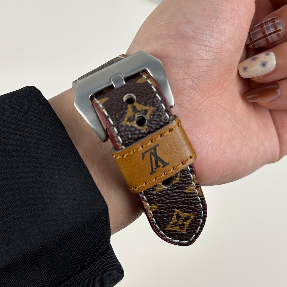 Monogram Leather Apple Watch Band Small Printing-RCLV040 - Runycase