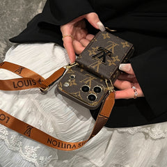 Étui iPhone Monogramme Premium avec Portefeuille et Bandoulière pour iPhone 17 Series-RCLV185