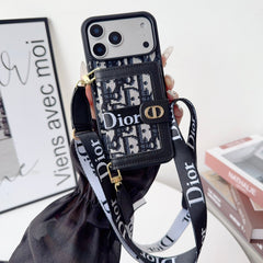 Étui de téléphone en cuir classique CD avec portefeuille et bandoulière-RCCD148