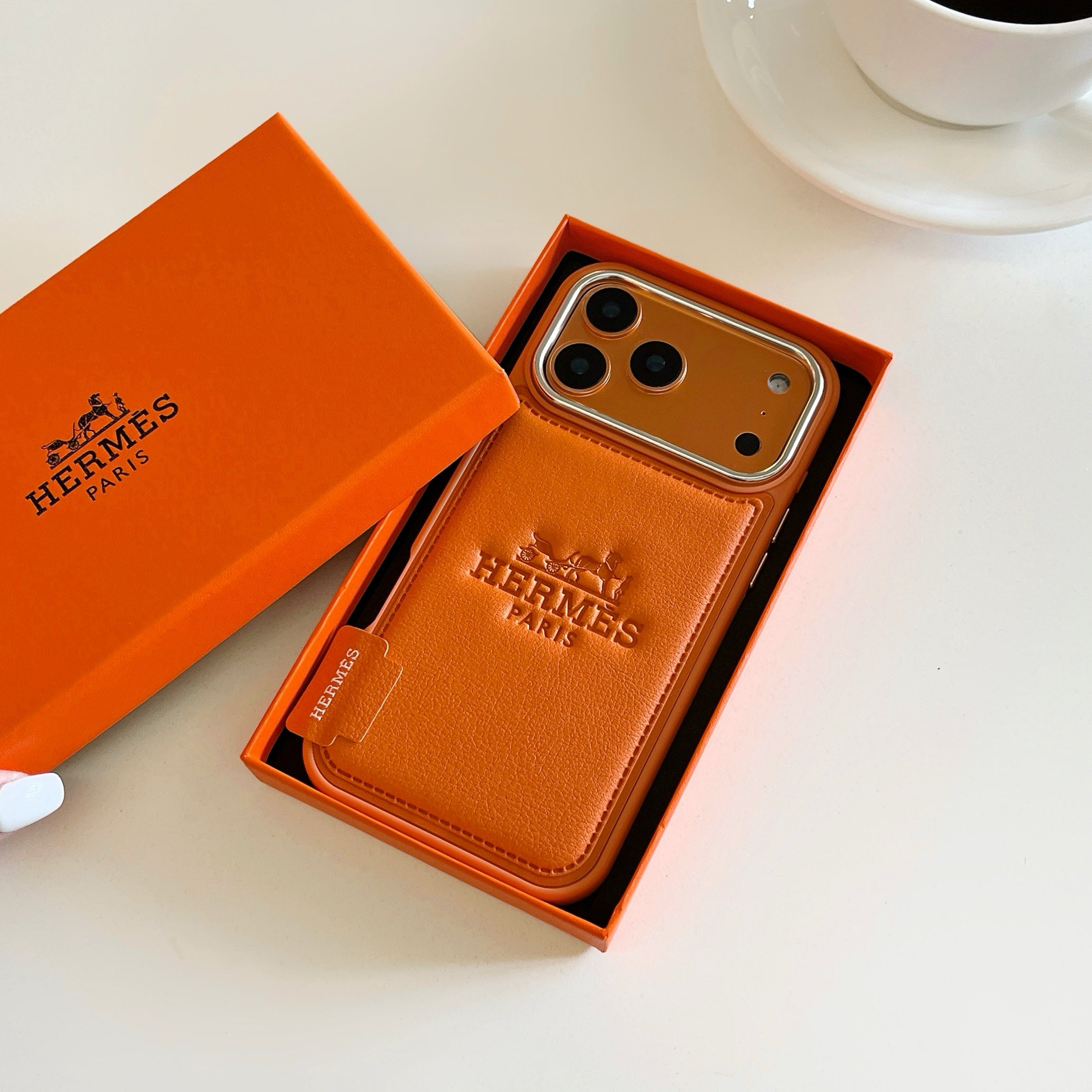 H Leather iPhone Case Orange-RCH032