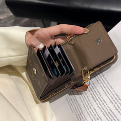 Coque de téléphone en cuir GG avec porte-cartes et bandoulière pour iPhone 17 Series-RCGG187