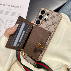Étui en cuir de première qualité GG pour Samsung Galaxy S Series avec portefeuille et bandoulière - RCGG191