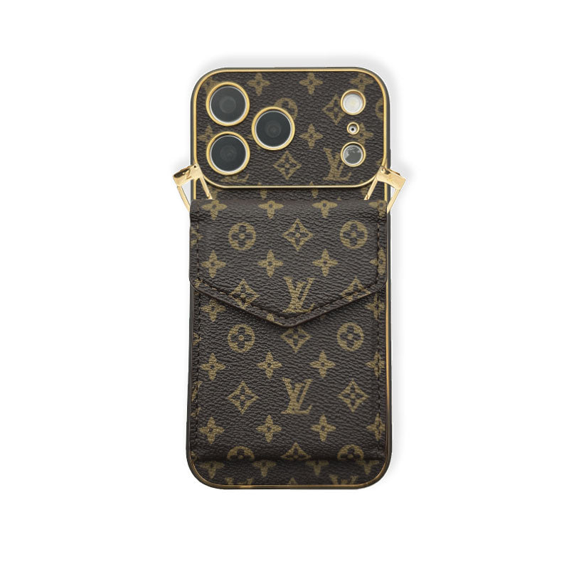 Étui portefeuille et bandoulière en cuir monogrammé de haute qualité pour iPhone 17 Series-RCLV142
