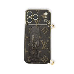Coque iPhone Monogramme en Cuir avec Portefeuille et Bandoulière pour iPhone 17 Series-RCLV136