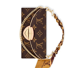 Premium Leather Monogram iPhone Case With Flip Wallet And Crossbody Strap-RCLV222