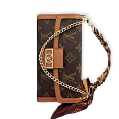 High-quality Leather Monogram iPhone Case With Flip Wallet And Chain-RCLV192