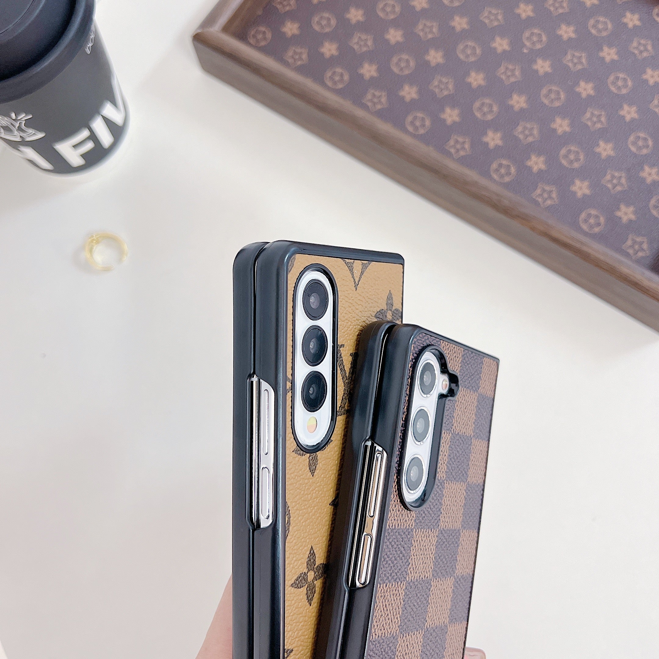 Premium Leather Monogram Samsung Galaxy Z Fold Series Case -RCLV104 - Runycase