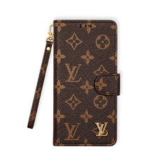 Classic  Folio Monogram iPhone Case With Wallet And Strap Big Printing-RCLV169