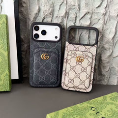 Élégante coque GG pour iPhone avec porte-cartes pour la série iPhone 17-RCGG180