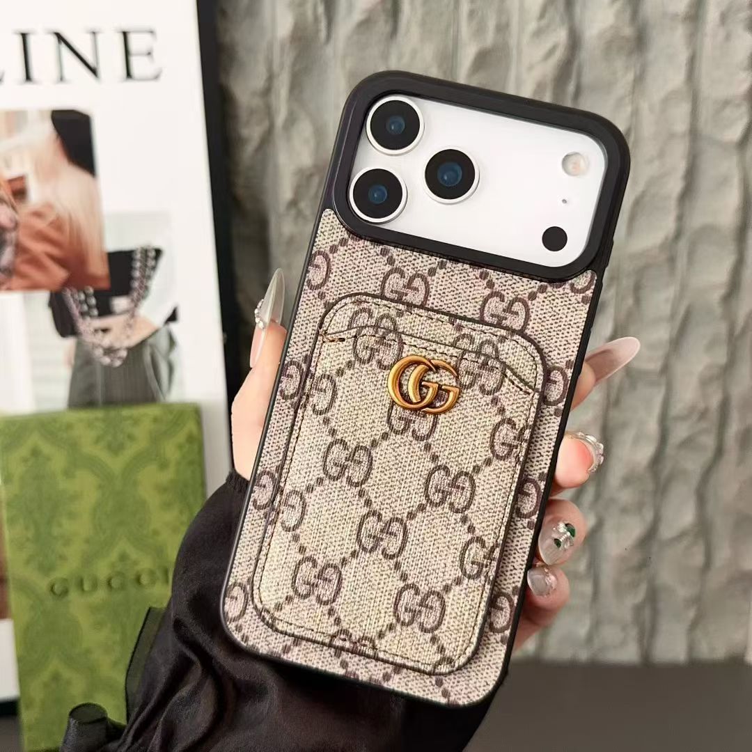Elegant GG iPhone Case With Card Holder For iPhone 17 Series-RCGG180