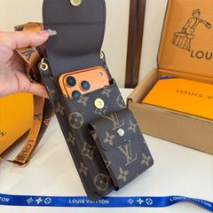 Premium Leather Monogram Crossbody Phone Bag-RCLV159