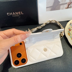 High-quality Leather CC iPhone Case  With Wallet And Crossbody Strap-RCCC162