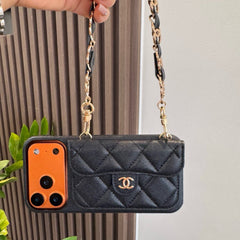 Elegant Leather  CC iPhone Case  With Wallet And Crossbody Strap-RCCC163