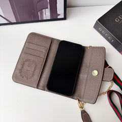 Classic Leather GG iPhone Case With Flip Wallet And Crossbody Strap-RCGG191