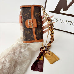High-quality Leather Monogram iPhone Case With Flip Wallet And Chain-RCLV192