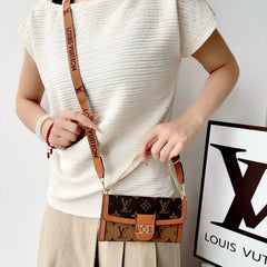 Luxury Leather Monogram iPhone Case With Flip Wallet And Crossbody Strap-RCLV193