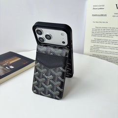 Luxury Leather GD iPhone Case With Card Holder For iPhone 17 Series-RCGD218