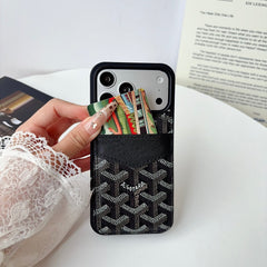 Luxury Leather GD iPhone Case With Card Holder For iPhone 17 Series-RCGD218